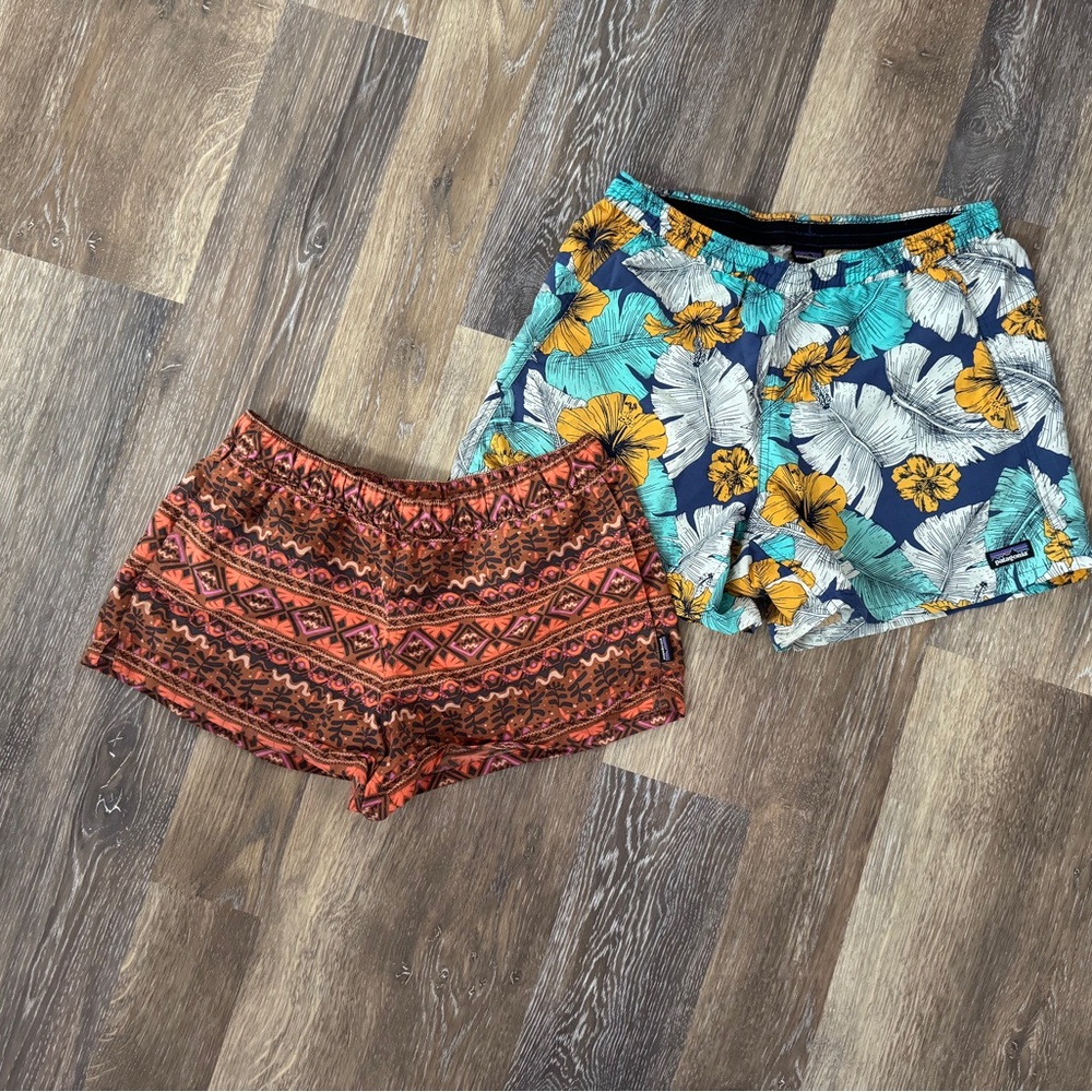 Patagonia Classic & Barely Baggies Shorts Size M Floral Geometric Set of 2